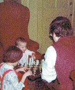 Katherine (Kat) McDougal Wheeler McCandless; Andy McDougal; Ron McDougal playing chess